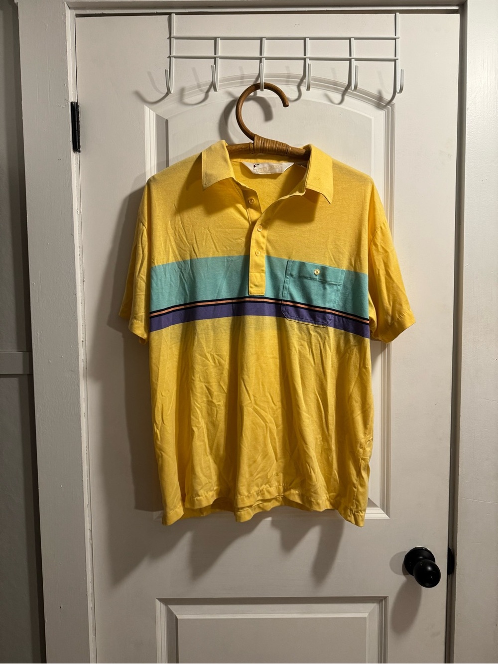 Vintage Arnold Palmer Yellow Striped Golf Polo